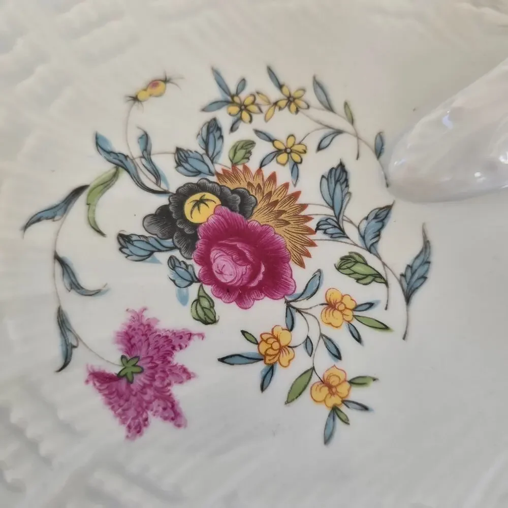 Vintage Haviland Limoge France Pondichery Handled Floral Double Shell Dish 1958
